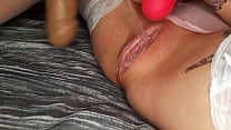 Blows Squirts with her BIG FAT!  " JohnThomas Dildo "