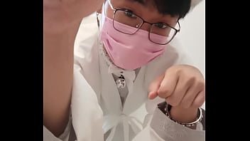 Asian hanfu sissy femboy twink cosplay con calze bianche