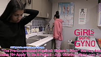 SFW NonNude BTS de Angel Santana y el examen físico previo al empleo de Aria Nicole, celebraciones y debates, vea la película en GirlsGoneGyno.com