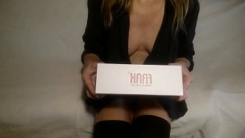 nippleringlover hot mom unboxing new vibrator masturbating pierced pussy extreme pierced nipples high heels stockings