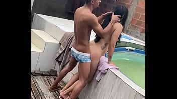 caught in the pool having sex