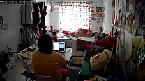 Stepfather spies on the stepdaughter while doing Homeoffice
