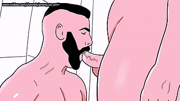 Bearded straight man sucks a male bottom's ass then the bottom sucks the straight's cock - Animated Gay Porn