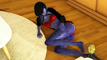 Harley quinn overwatch cosplay fazendo sexo com um homem em vídeo de animação hentai