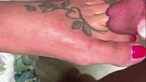 Stuffing her toes into my cock