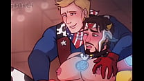 Iron man x Capitán América - steve x tony ordeño gay masturbación vaca yaoi hentai