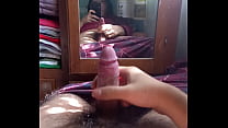 Boy masturbates in front of the mirror