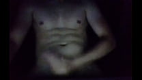 Muscle Young Guy jerks off and cums on his abs