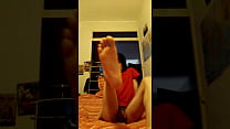 Foot for naked boy's feet lovers, soft sole and toes fetish, giant barefeet angle view