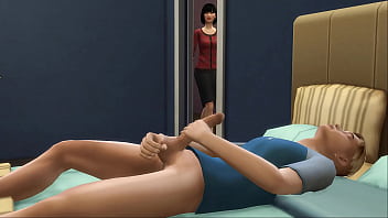 Madrasta japonesa pega seu enteado se masturbando no quarto dele, então ela fica com tesão e fode com ele - Madrasta asiática e enteado