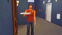 家族のタブーである変態継娘がピザ配達員を誘惑し、ピザの上で中出しするよう誘惑した (HENTAI SIMS 4 SFM)