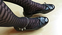 well worn "GABOR" low heeled pumps and opaque pantyhose, shoeplay by Isabelle-Sandrine