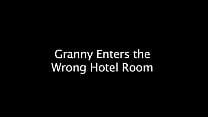 Granny Sue Edwards walks into the wrong hotel room, and sucks cock