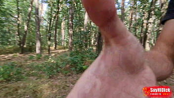 Soft foreskin naked runs in the forest and then jerks off