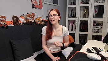 Redhead Fina shows you her very first orgasm in the morning