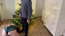 Mother-in-law bent over the Christmas tree doggy style and got hot cum on her ass