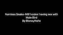 Namenlose Schlangen-Milf-Nutte hat Sex mit männlichem Vogel