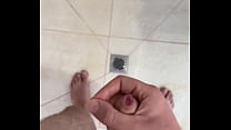 Tight gay phimosis foreskin solo masturbation and cum in shower