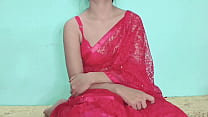 Roter indischer Saree in traditioneller Kleidung, Fick, Muschi lecken