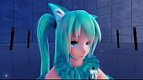 (Blue [K]nights) ［Ray-MMD 3D VR180］Cat Fate Cosplay Adulte Miku［Filles］