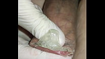 Ejaculation into thick condom