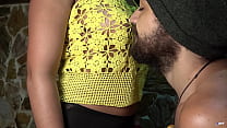 Her tits look incredible through this yellow woven blouse. Playing with her boobs n' cum on tits